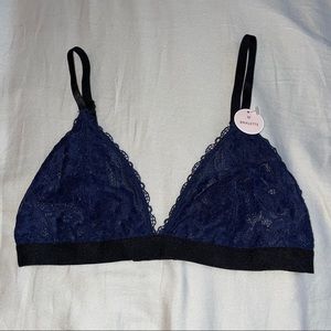 NWT Lacy bralette, navy/black, size M